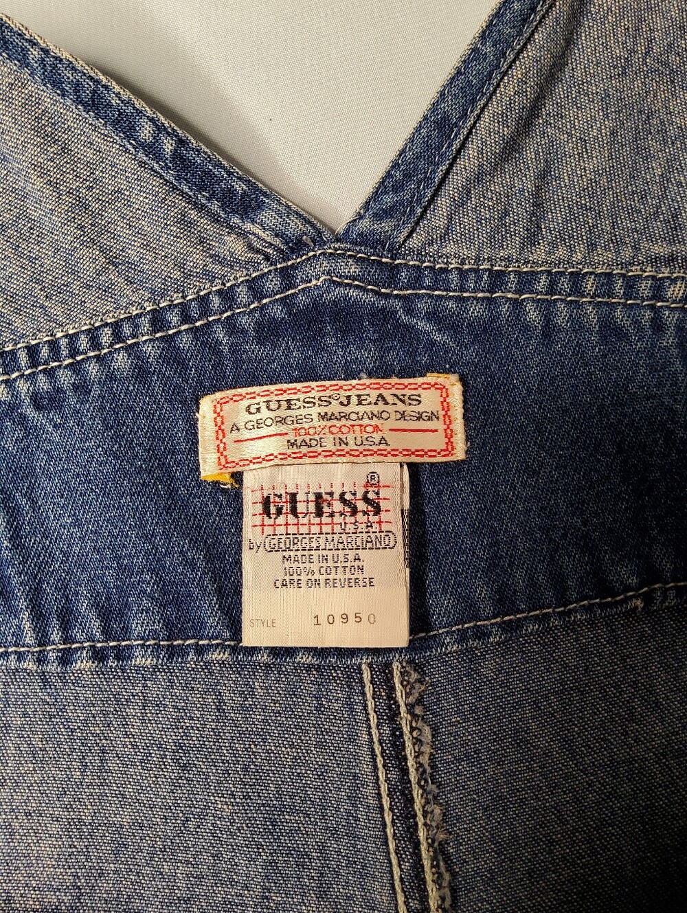 Guess? Vintage Georges Marciano Denim Shortalls with Triangle Logo - Picture 8 of 8